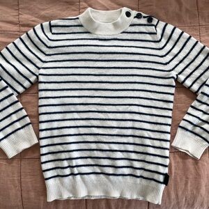 Burberry Cream and Black Striped Cashmere Kids Sweater